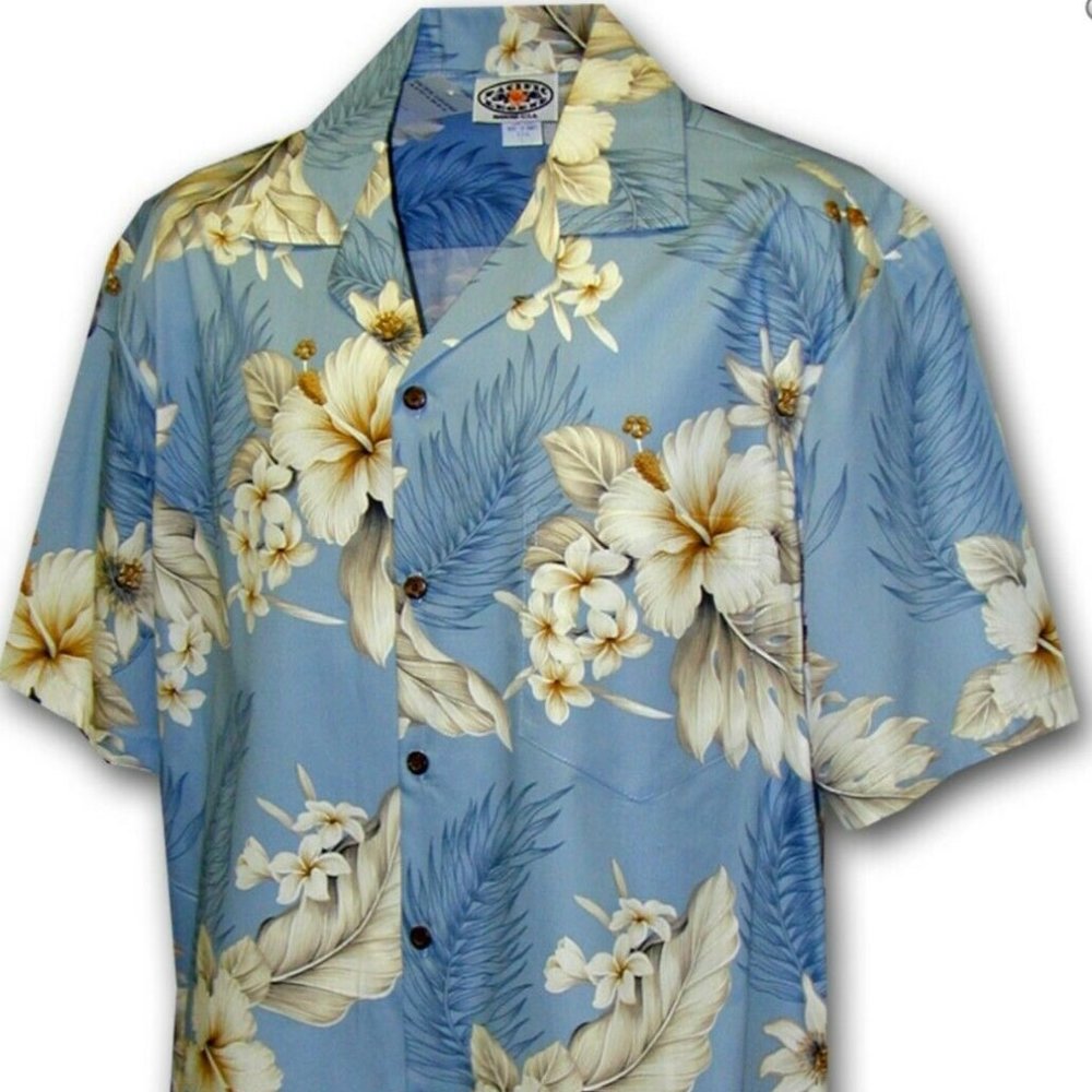 Pacific Legend Men's Hibiscus Allover Monstera Hawaiian USA Shirt XL